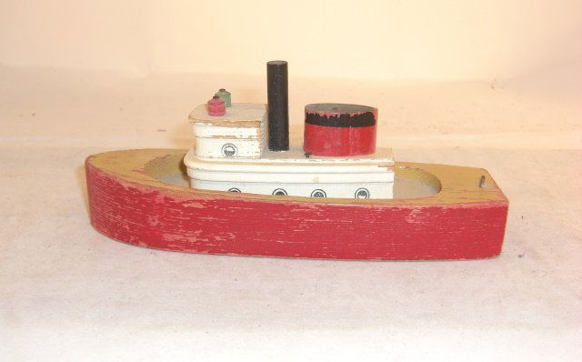 KEYSTONE TUG BOAT: Wood; 7 1/2" long; condition good