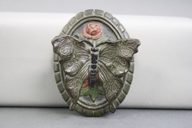 Butterfly Doorknocker: Bradley & Hubbard of America circa 1920. 3 1/2" H. Made of Cast Iron. Excellent Condition.