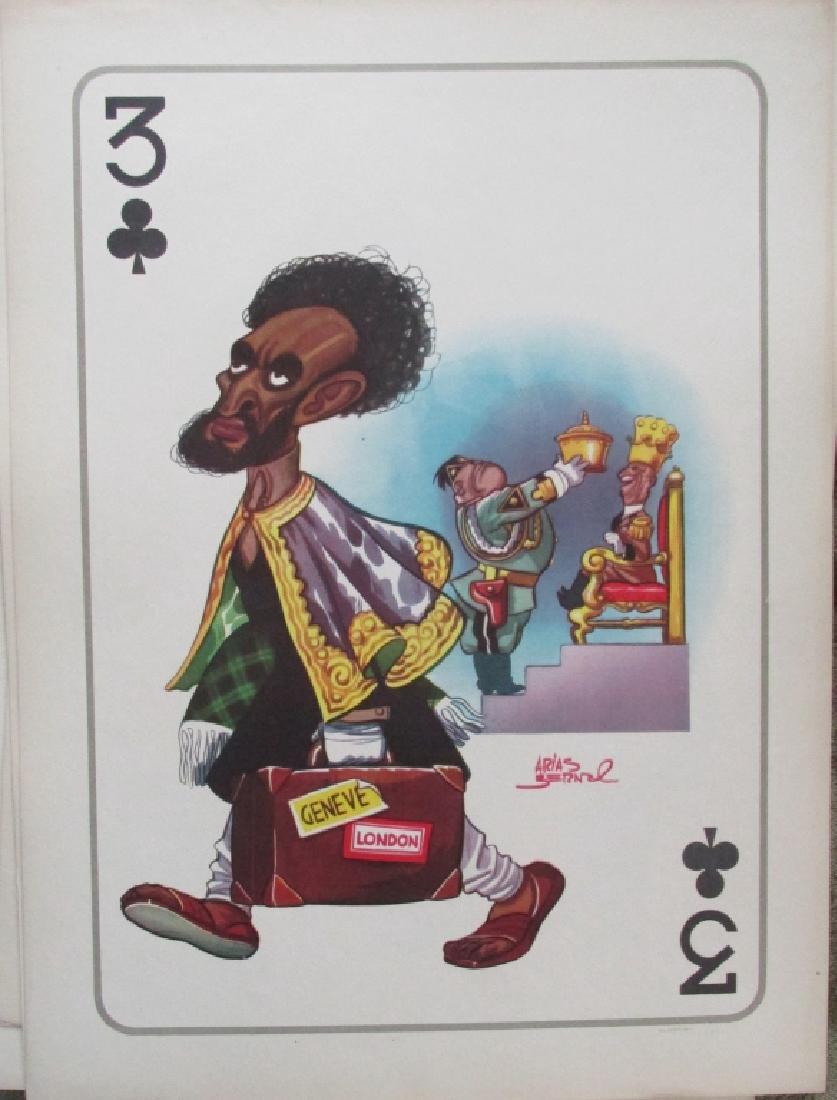 Haile Selassie World War II - Arias Bernal: Hitler ~ Destruction of Books & Jews Antonio Arias Bernal (1913 - 1960) Print/Poster Three of Clubs: Haile Selassie, the Negus, flees from the woods into Switze