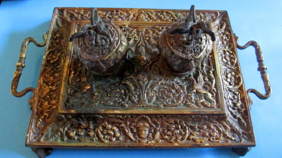 French Bronze Inkwell with Winged Creatures (1 of 8)