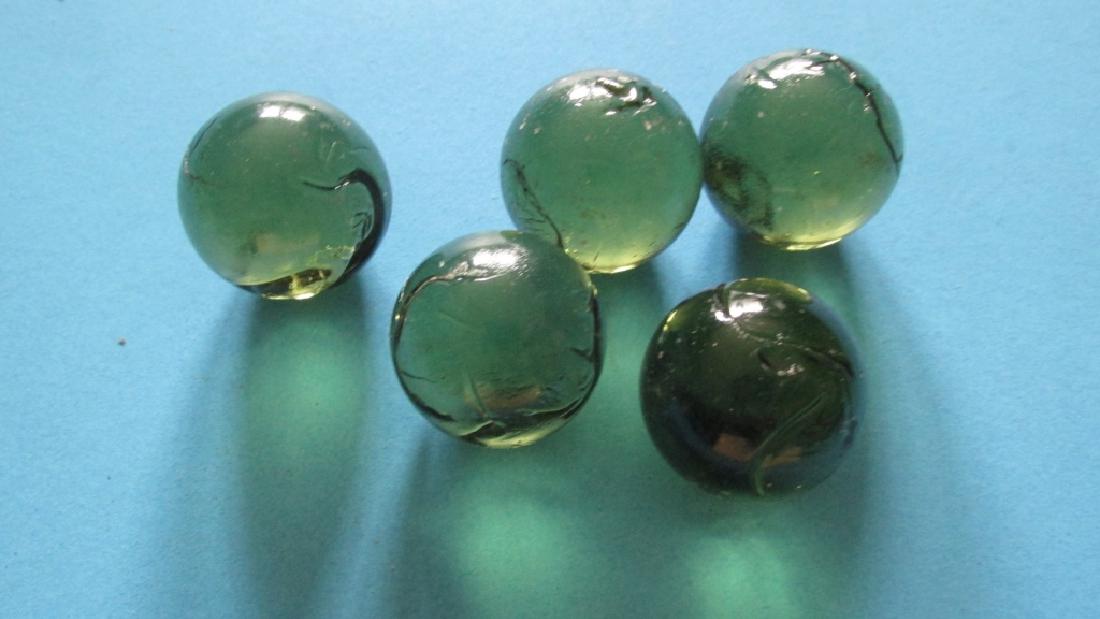 Group of Five Green Glass Marbles (1 of 1)