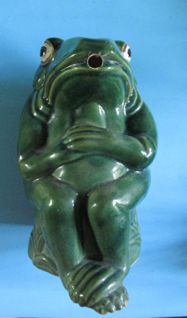 Large Green Glazed Pottery Frog (1 of 6)