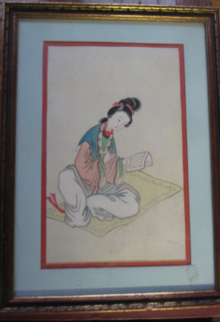 Chinese Court Maiden Watercolor 18th Century (1 of 1)