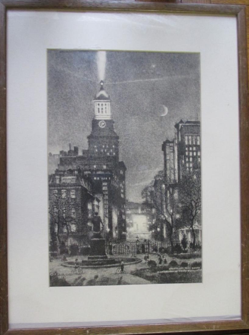 Carl Abel Etching New York City: Gramercy Park South Consolidated Edison Bldg - 14th St. Artist: Cal Abel Print Type: Soft Ground Etching Signed: Carl Abel