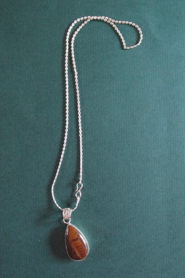 Tiger Eye Teardrop Silver Necklace Pendant (1 of 1)