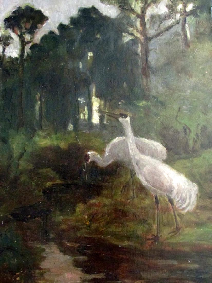 Storks at a Forest Stream  - Impressionism O/C (1 of 2)