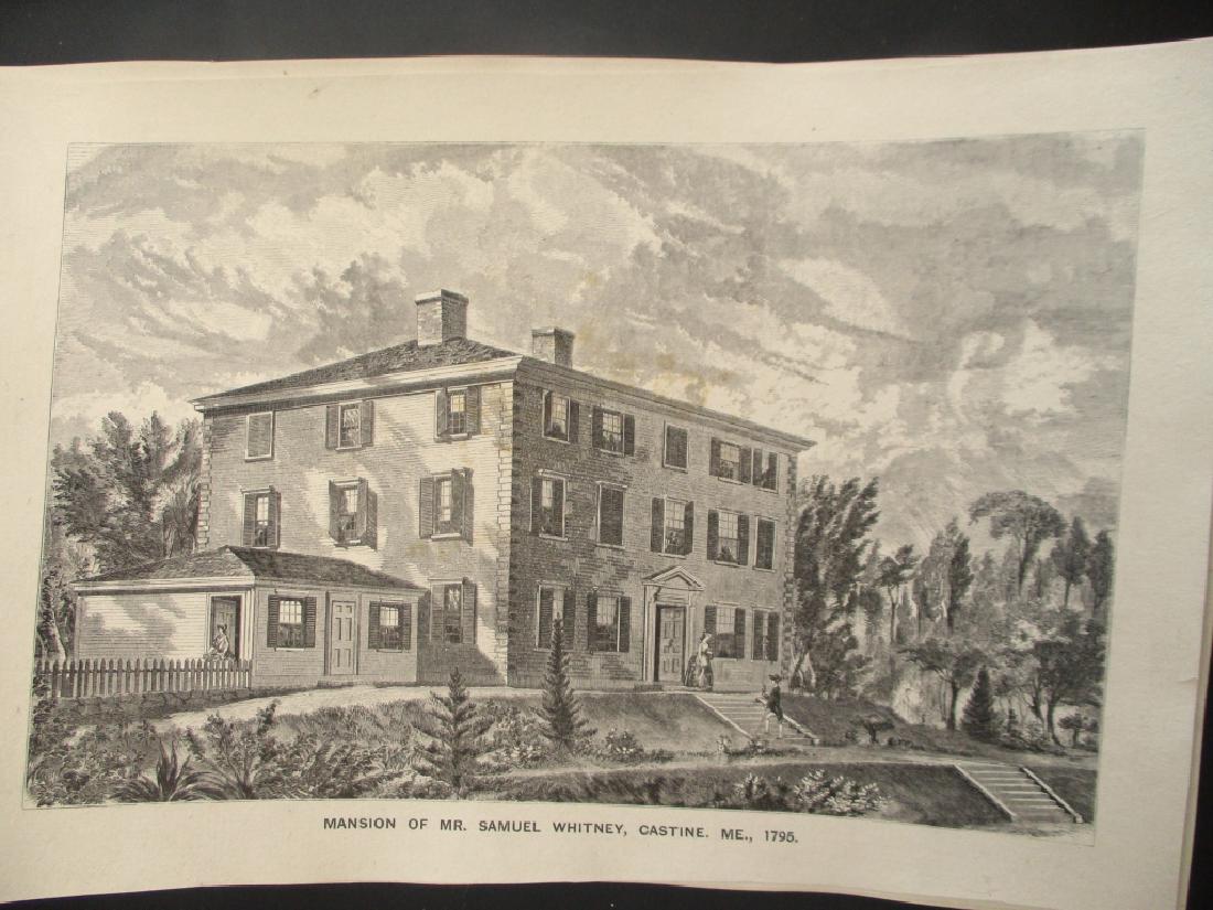 Mansion of Samuel Whitney, Castine Maine 1795: Mansion of Samuel Whitney, Castine Maine 1795 Print Type: Engraving Date: 19th Century Origin: Unite States Demensions: 7 1/2 x 11 1/4"<