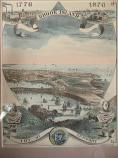 City of Newport Rhode Island - Brotherhead: City of Newport, Rhode Island 1776 - 1876 Artist: W. Brotherhead Publisher: H. J. Toudy Origin: American Demensions: SS 9 1/