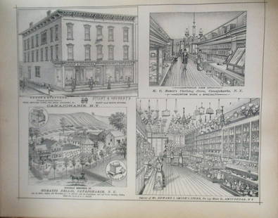 Hodge & Stafford Store Plus Others Canajoharie NY: Hodge & Stafford - Stight & Shubert's Book and Shore Store - Canajoharie, NY Together with H. C. Benze's Clothing Store, Canajoharie, NY - Suburban Residence of Horato Nellis, Canajoharie, NY and