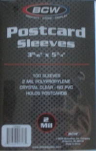 100 Postcard Sleeves: 100 POSTCARD SLEEVES Holds standard size postcards Open on short side Exterior Dimensions: 3 11/16 X 5 3/4 Crystal Clear - No PVC 10 Packages of 100 Each These are new