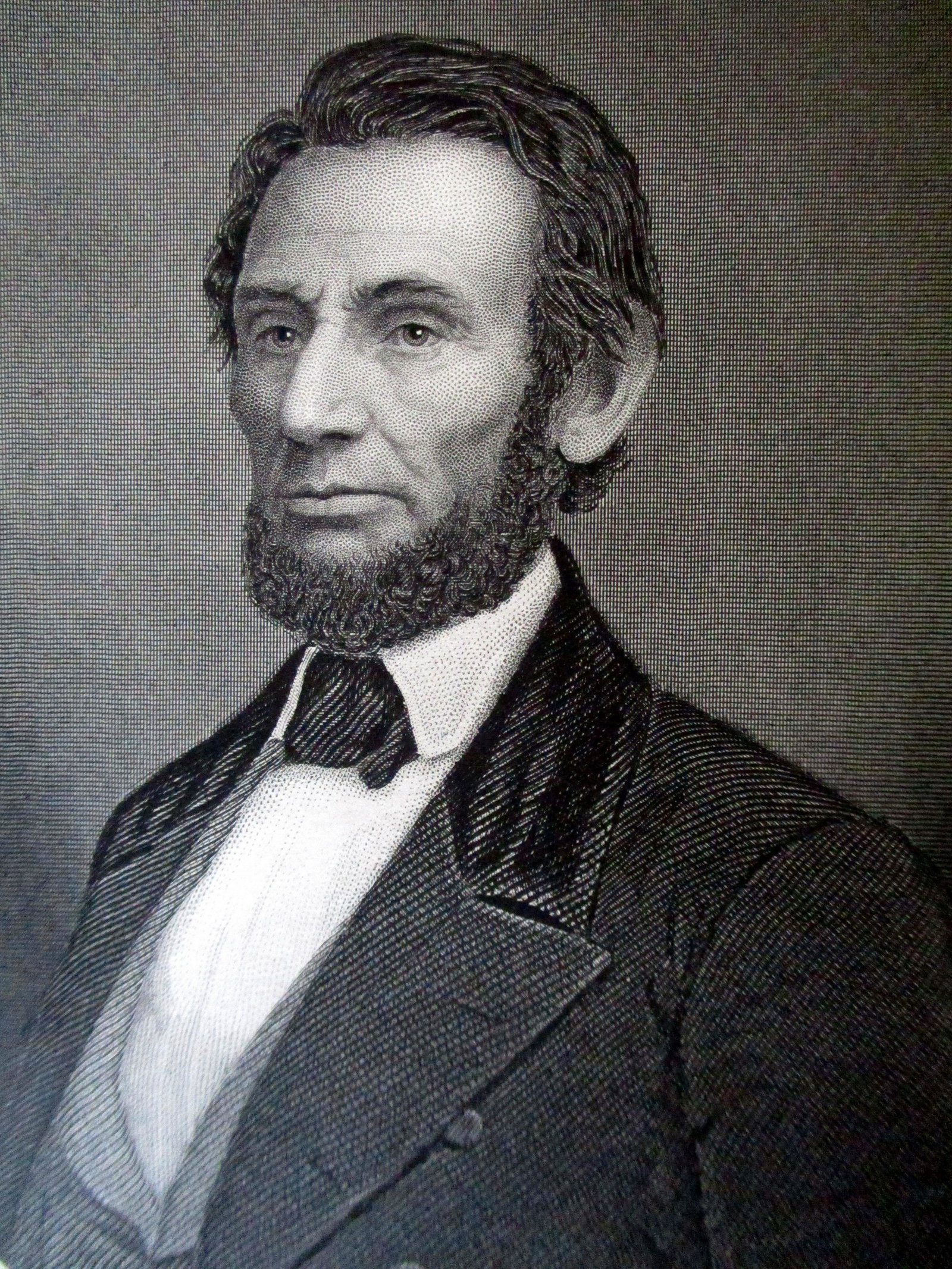 President Abraham Lincoln 1862: A. Lincoln [President Abraham Lincoln] br>Showing Lincoln in oval leaf design. Small copy of Constitution of the United States at top and Cabinet Counsel in octagon at base.