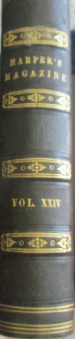 Harper's Monthly Magazine - Complete Volume 24: Harper's New Monthly Magazine Volume XXIV - 24. Six Months - December 1861 to May, 1862. Beautiful quarter leather with raised bands. Numerous woodcuts. Contents incl