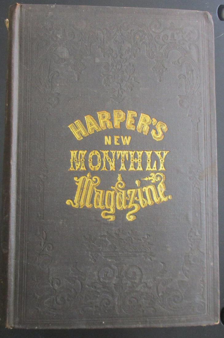 Harper's Monthly Magazine - Complete Volume 6: Harper's New Monthly Magazine 6 Months - December 1852 to May, 1853. Beautiful gold tooled designed cover and spine. Numerous woodcuts. Contents include: Ancient Peru-