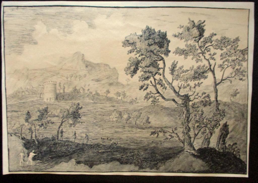 Fine English Pen & Ink Castle in Landscape (1 of 4)