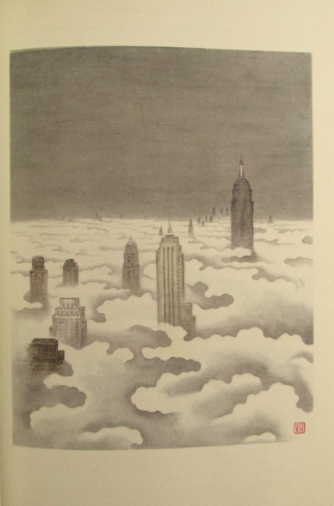 Skyscrapers Above Evening Cloud and Mist: Skyscrapers Above Evening Cloud and Mist [New York City] Artist: Chang Yee Print Type: Color Halftone Signed: In plate Dimensions: 8 3/4 x 5"</