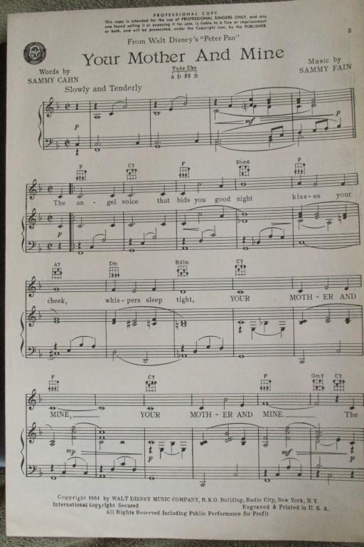 First Appearance Peter Pan Disney Music 1951 (1 of 3)