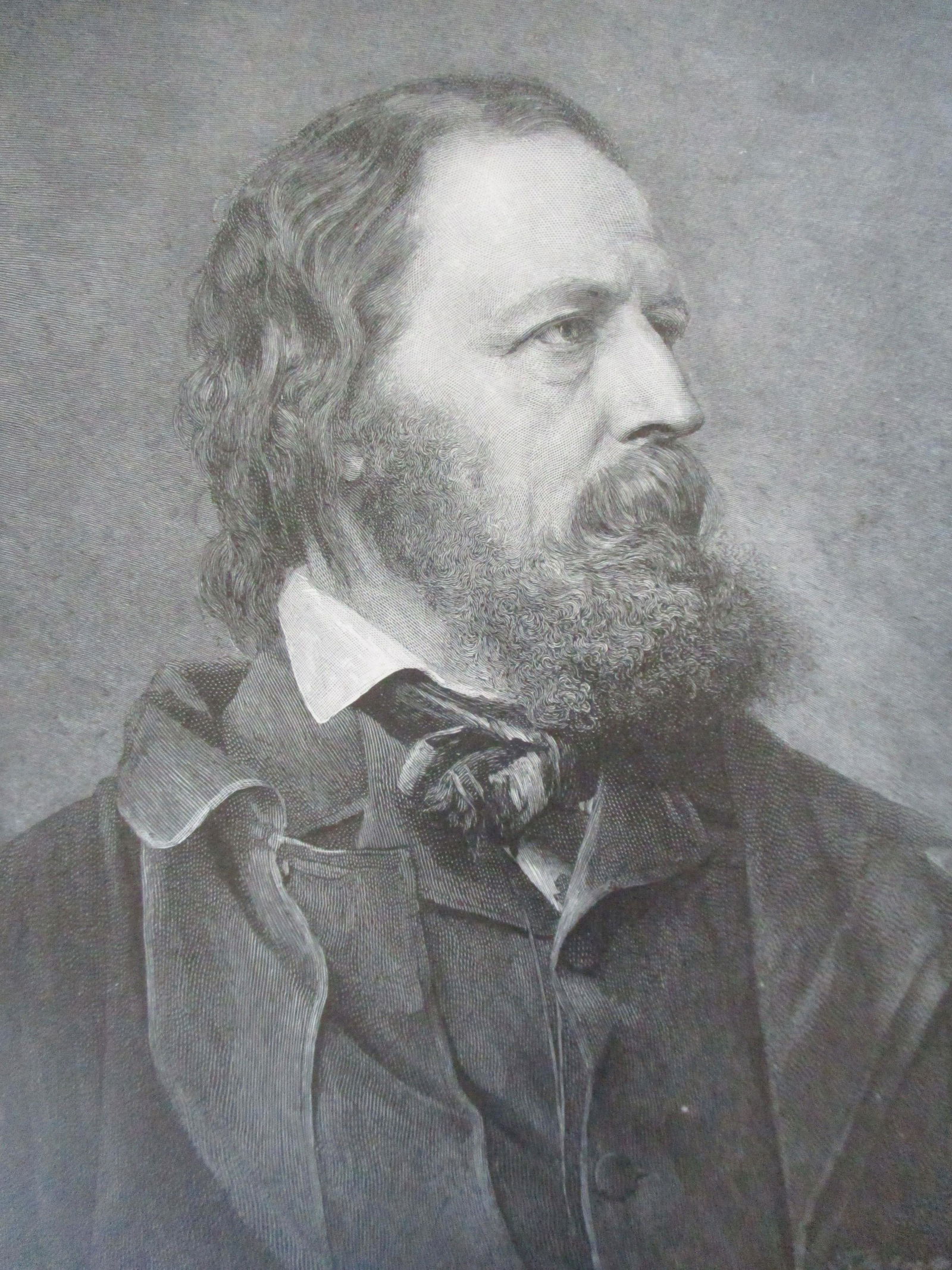Portrait of Alfred Lord Tennyson: Portrait of Alfred Lord Tennyson 19th century Artist: From a photograph by Mayall Print Type: Authors Date: 1883 Publisher: Cent