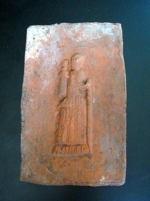Redware Sewer Tile of Lady (1 of 2)