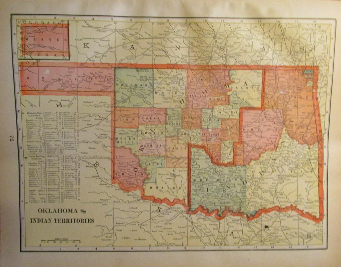 Large Map of Oklahoma & Indian Territories (1 of 4)