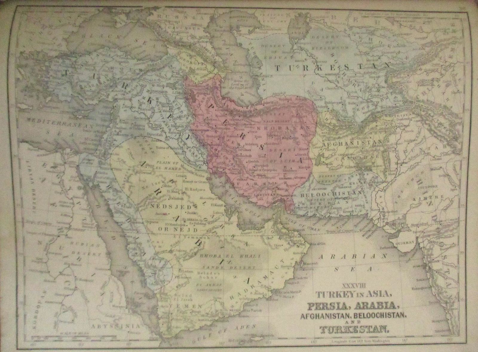 Map of Turkey, Persia, Turkestan, India China Plus (1 of 3)