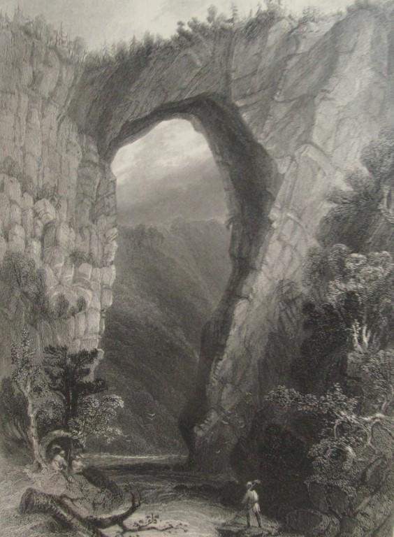 The Natural Bridge Virginia: The Natural Bridge Virginia Print Type: Engraving Date: Circa 1840's Dimensions: 11 x 8 3/4" Subject: Virginia Condition Report: