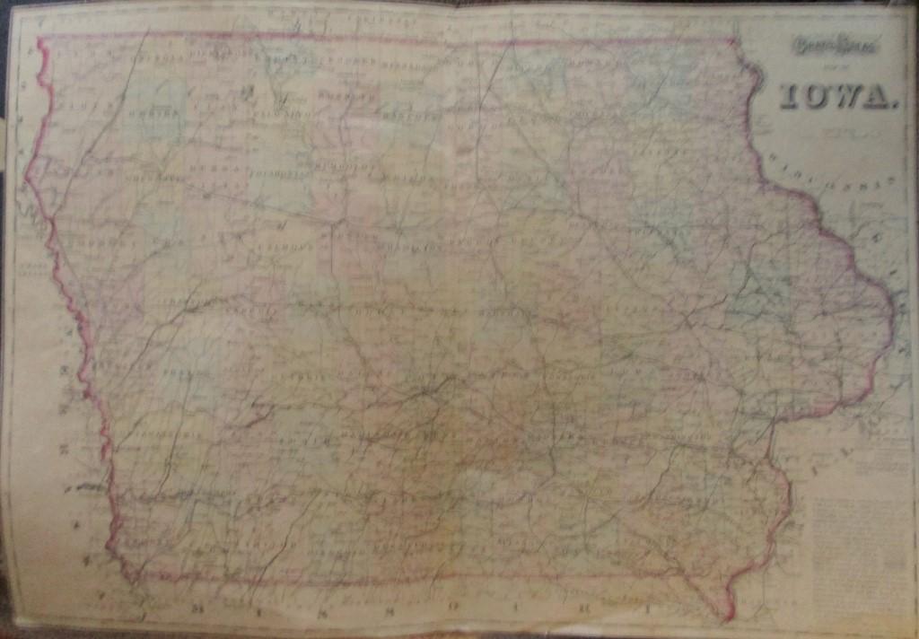 Gray's Atlas Hand Colored Map of Iowa: Gray's Atlas Map of Iowa Depicts railroad lines, common roads, canals, topography, etc. A beautiful map. Cartographer: O. W. Gray Dated: Circa 1870<