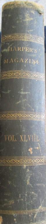 Harper's Monthly Magazine - Complete Volume 48: Harper's New Monthly Magazine Volume XLVIII - 48. Six Months - December 1873 to May, 1874. Quarter Leather. Beautiful quarter leather. Numerous woodcuts. Illustrat