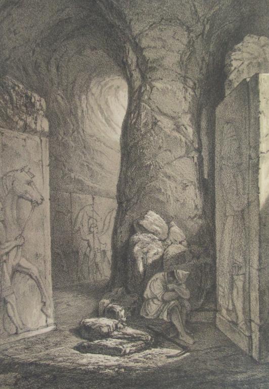 Egypt - Archive Chamber Kouyunjik 1852: Egypt - Archive Chamber Kouyunjik 1852 Sketched on the spot by S. C. Malan Artist: N. Chevalier Print Type: Stone Lithograph Date: 1852