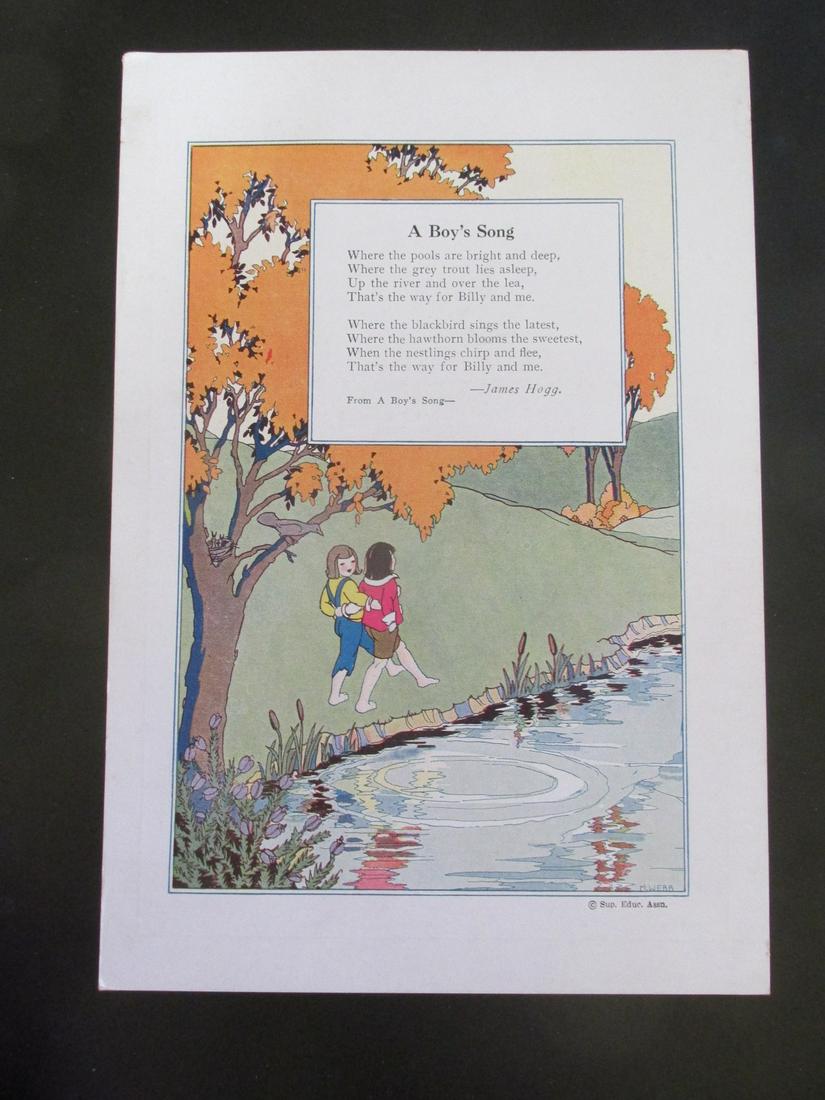 A Boy's Song: A Boy's Song - James Hogg Original teaching card. Text on verso with information. Dated: c 1930 - 1940's Publisher: Superior Eduction Assoc. Conditio
