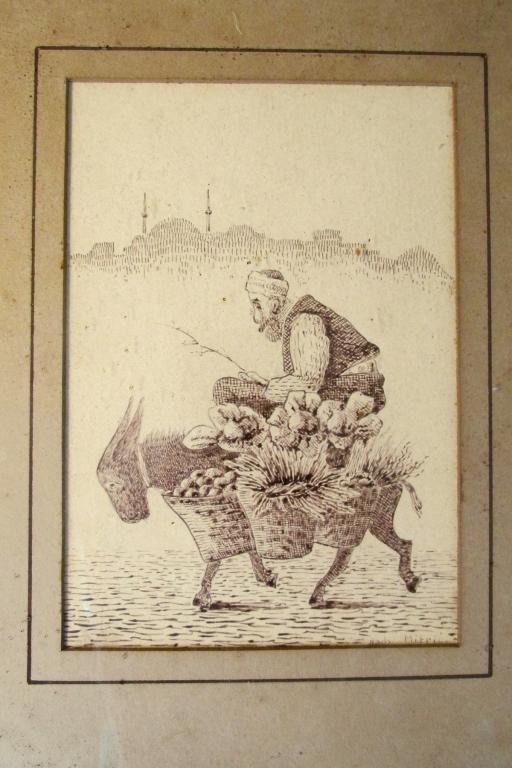 Middle Eastern Man on Donkey Pen & Ink (1 of 3)