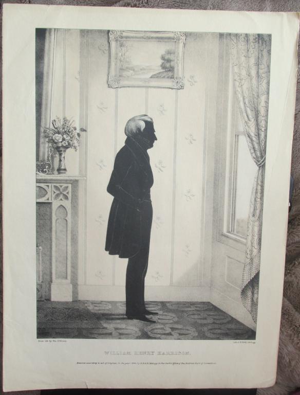 President William Harrison - Brown & Kellogg: President William Henry Harrison Silhouette Artist: William H. Brown Print Type: Stone Lithograph Date: 1844 Publisher: E. B & E. C. Kel