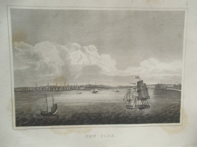 Early Panoramic View of New York Harbour: New York Early View of New York Artist: John R. Smith Print Type: Engraving Date: Circa 1830 Origin: American Dimensions: 8 x 1