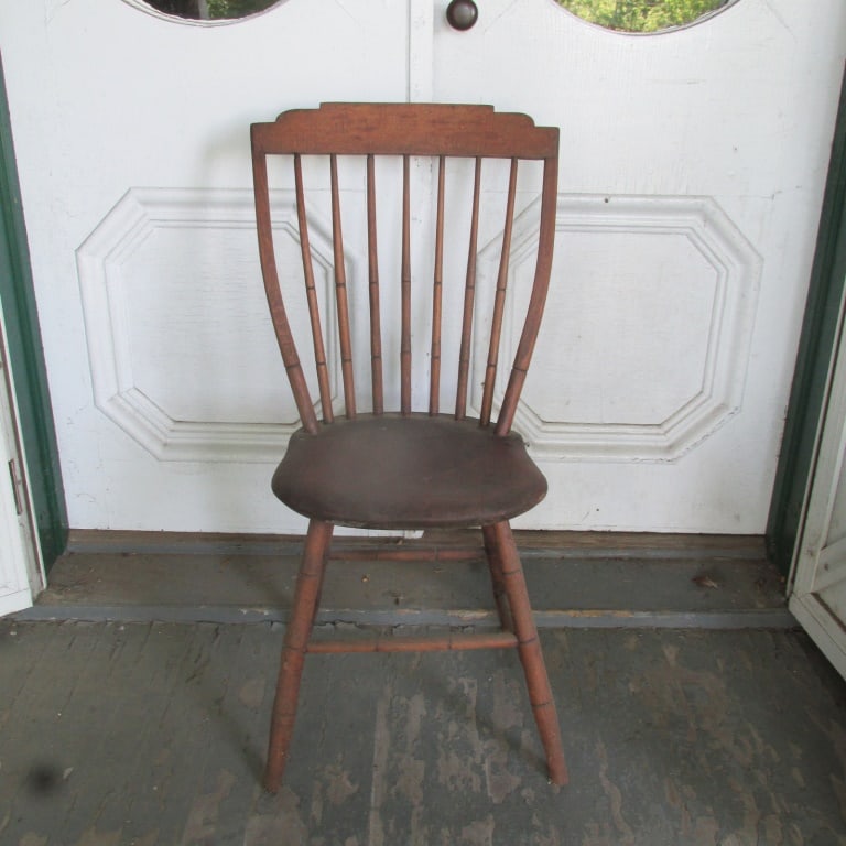Step-Down Windsor Side Chair: Step-Down Windsor Side Chair 7 spindle side chair Dated 18th/19th century Porvenance Hill House Notes From Chair Collection found in Attic.
