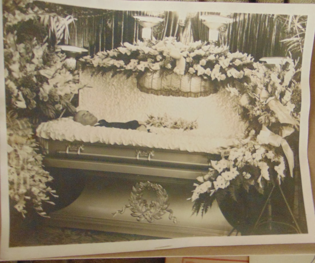 Photo of Man In Coffin: Photo of Man in Coffin Name on verso Dimensions: 8 x 10" Condition Report Very Good