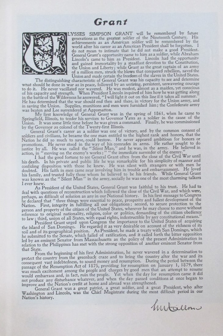 Tribute to President Ulysses S. Grant: Tribute to President Ulysses S. Grant Artist: After Gilbert Stuart Print Type: Photogravure Signed: George Washington in plate Date: 1907 Publisher: Bureau of Nationa