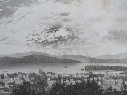 Burlington Vermont 1852: Burlington Vermont Print Type: Engraving Date: Circa 1852 Dimensions: 6 x 8 1/4" Subject: American Views Scenery Condition Report: Foxing - Good plus Subject References: 19th century prints