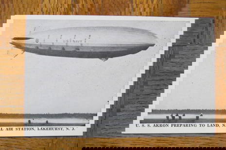 USS Los Angeles Naval Air Station Lakehurst NJ: U.S.S. Los Angeles Preparing To Land Naval Air Station, Lakehurst, N.J. Published by the Happy Landings Cafe, Lakehurst, NJ. Rare. Dated: Circa 1930's Type/Theme: Military Size: Standard