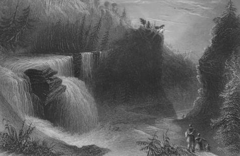 Trenton Falls - View Down The Revine: Trenton Falls - View Down The Revine Artist: William Henry Bartlett Print Type: Engraving Date: Circa 1840 Dimensions: 10 x 7.5 " Subject: 19th Century American Scene