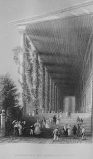 The Colonnade of Congress Hall Saratoga Springs: The Colonnade of Congress Hall Saratoga Springs Artist: William Henry Bartlett Print Type: Engraving Date: Circa 1840 Dimensions: 10 x 7.5 " Subject: 19th Century Ame