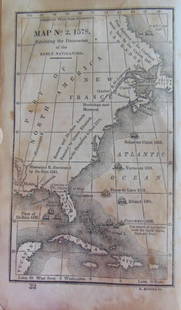 Map Exhibiting Discoveries of Early Navigators: Map Exhibiting Discoveries of Early Navigators to America  Map No. 2. 1578 Cartographer: A. Anderson Dated: Circa 1840 Dimensions: 6 x 4" Condition Report Toning. Round