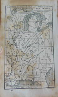 Map of New France 1692: Map of New France 1692 exhibiting the discoveries of Marquette, LaSalle and other Frenchmen Map No. 5 Dated: Circa 1840 Dimensions: 6 x 4" Condition Report Toning. Rounded left tips. Good Subject