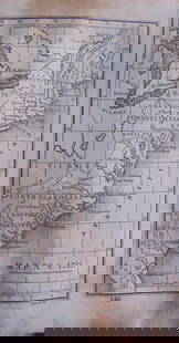 Map of 1733 From Georgia to Maine: Map of 1733 From Georgia to Maine Map No. 6 Dated: Circa 1840 Dimensions: 6 x 4" Condition Report Toning. Rounded left tips. Good Subject References: 220