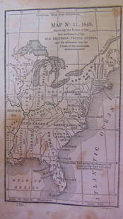 Map 1843 - First Settlement of 13 Colonies: Map 1843 - Showing the Dates of the First Settlements of the old 13 Colonies of the United States Map No. 11 Dated: Circa 1840 Dimensions: 6 x 4" Condition Report Toning. Rounded