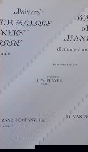 Britten's Watch & Clock Makers Handbook: Britten's Watch & Clock Makers Handbook Dictionary and Guide. The important revised edition by J. W. Player. Author: Frederick James Britten (1843-1913) Dated: 1955 Publisher: D. Van Nostrand Co.