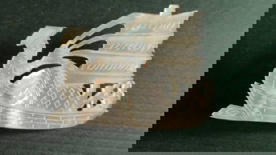 Mother of Pearl Chinese Junk Brooch: Mother of Pearl Chinese Junk Brooch Provenance: Estate of a Warwick NY Lady