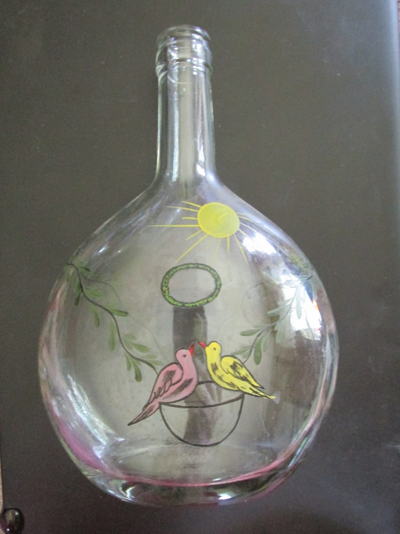 Hand Painted Bottle Signed Illegibly (1 of 2)