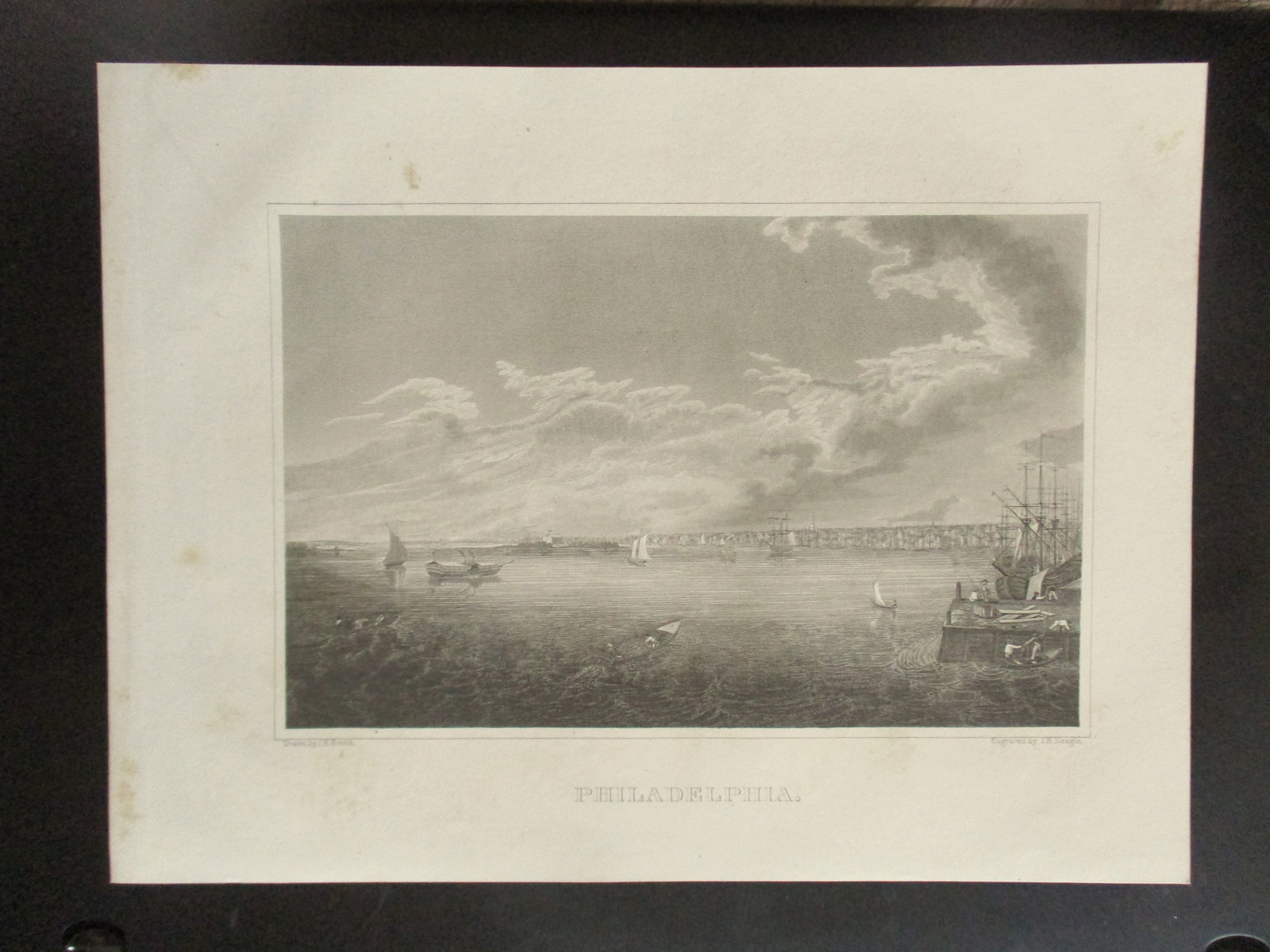 Early Panoramic View of Philadelphia: Philadelphia Early View of Philadelphia Artist: John R. Smith Print Type: Engraving Date: Circa 1830 Origin: American Dimensions: