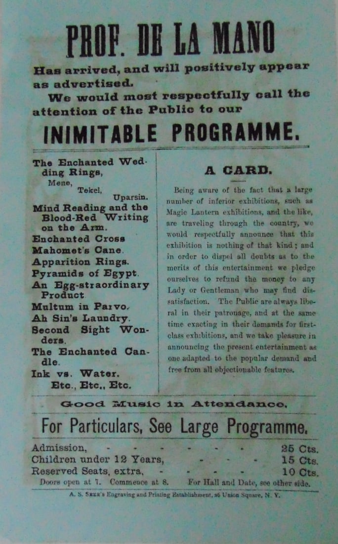 Professor De La Mano Broadside - Magician (1 of 2)