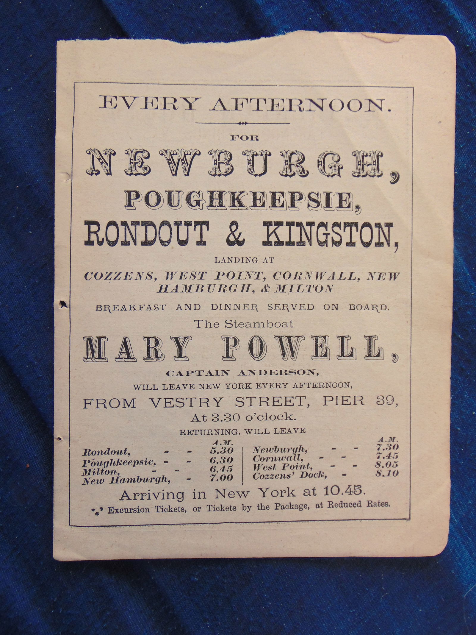 The Steamboat Mary Powell - Schedule 1875 (1 of 2)