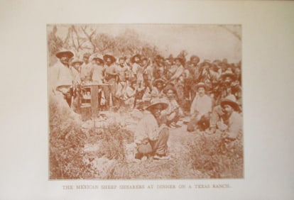 Mexican Sheep Shearers at Dinner on Texas Ranch